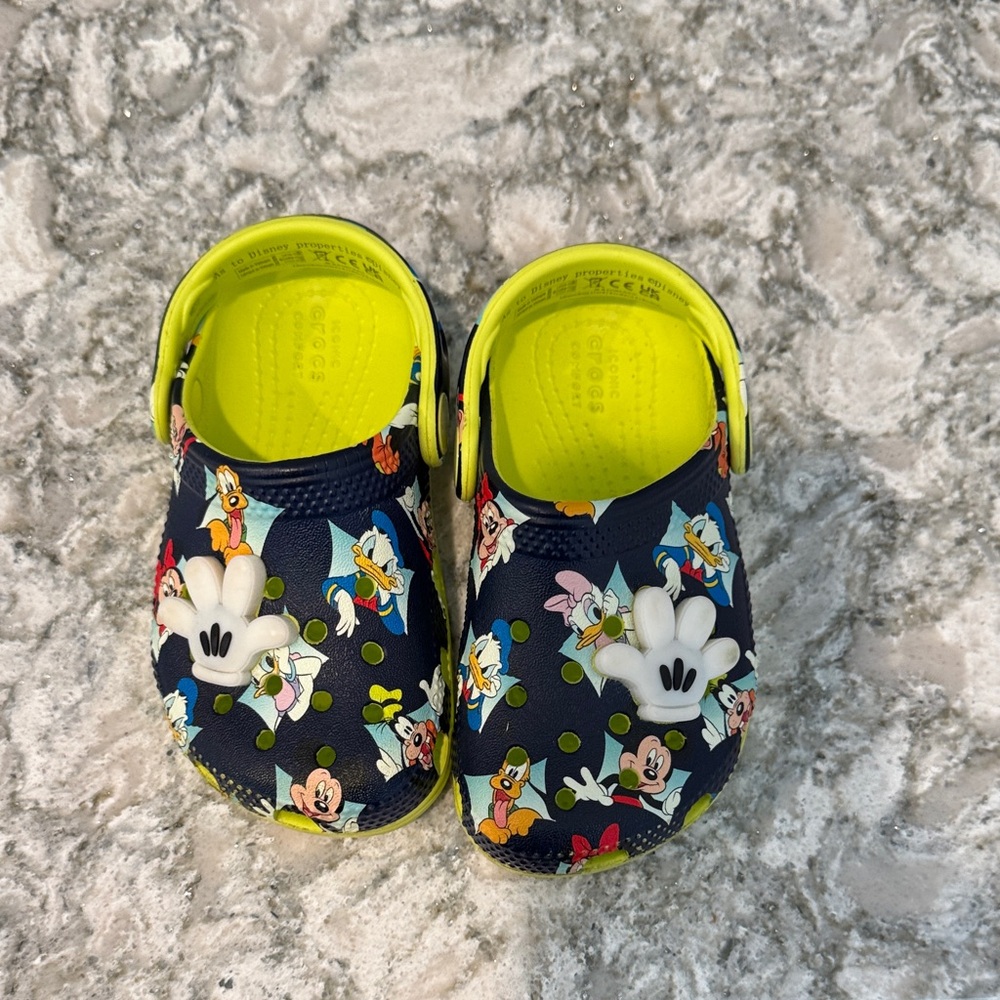 CROCS Kids Disney characters rare - Navy and Lime